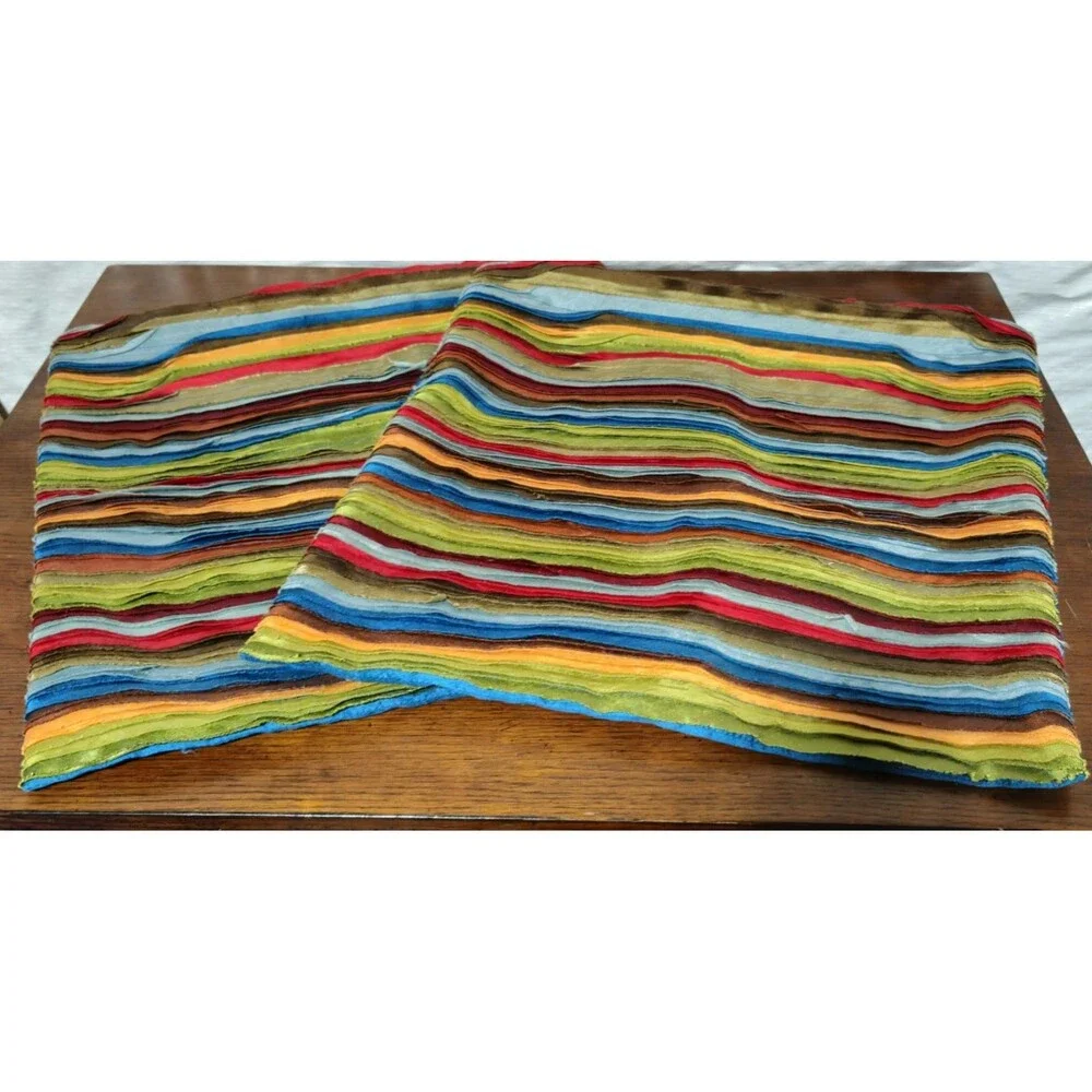 Pair of Vtg Boho Pier One Throw Pillow Covers Colorful Ribbon Pattern 17